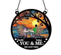 Personalized You & Me We Got This Suncatcher Couple Sign Plaque Gift for Valentine's Day, Custom Beach Chair Couple Ocean Sea Sunset Window Hanging Suncatcher Sign Decor For Him, Her (style31)