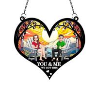Personalized You & Me We Got This Suncatcher Couple Sign Plaque Gift for Valentine's Day, Custom Beach Chair Couple Ocean Sea Sunset Window Hanging Suncatcher Sign Decor For Him, Her (style07)