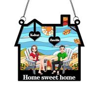 Personalized You & Me We Got This Suncatcher Couple Sign Plaque Gift for Valentine's Day, Custom Beach Chair Couple Ocean Sea Sunset Window Hanging Suncatcher Sign Decor For Him, Her (style15)