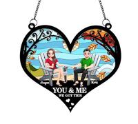 Personalized You & Me We Got This Suncatcher Couple Sign Plaque Gift for Valentine's Day, Custom Beach Chair Couple Ocean Sea Sunset Window Hanging Suncatcher Sign Decor For Him, Her (style08)