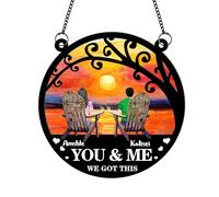 Personalized You & Me We Got This Suncatcher Couple Sign Plaque Gift for Valentine's Day, Custom Beach Chair Couple Ocean Sea Sunset Window Hanging Suncatcher Sign Decor For Him, Her (style34)