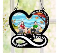 Personalized You & Me We Got This Suncatcher Couple Sign Plaque Gift for Valentine's Day, Custom Beach Chair Couple Ocean Sea Sunset Window Hanging Suncatcher Sign Decor For Him, Her (style24)