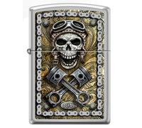 Personalized Zippo Lighter Skull Wind Proof Lighter - Free Engraving - Christmas, Halloween & Valentines Day Gift (Motercycle Skull)