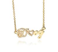 Personalized Zircon Custom Name Necklaces Gold Stainless Steel Chain Dainty Crystal Letter Pendants 3D Choker Women