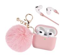 PERSONALLY YOURZ AirPod 3 Case Designer Airpod 3rd Generation Case With Fluffy Pompom 【Support Wireless Charging】Offer maximum Protection Light Weight Premium Grade Silicone - (Peach Pink)