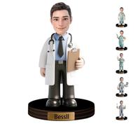 Personalzied Doctor's Face Cartoon Style Figurine Sculpture for Male Female Family Friends Custom Surgeon Dentist Desktop Ornament Funny Acrylic Doctor Themed Ornaments for Office Home Bedroom