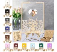 Personalzied Photo Wedding Guest Book Alternative Custom Couple Name Date Family Tree Drop Box Rustic Tree of Life Wedding Guest Book with 30/50/90 Pcs Guest Wedding Reception Decor Sign Keepsake Gift