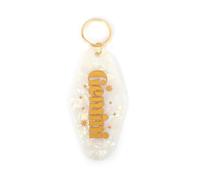 PERSONFUN Gemini Zodiac Pearl Effect Keyring, Gold Stars Design, Constellation Accessory