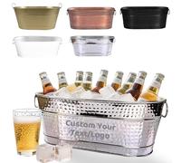 Personlaised Ice Bucket with Text/Logo, Large Drinks Cooler Bucket for Parties Metal Ice Beer Bucket Bar Tub Party