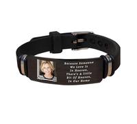 Personlised Because Someone We Love Is In Heaven Photo Memorial Bracelet Custom Picture Sympathy Gift For Loss Dad Grandfather Loved One Mom Pet Memory Bracelets For Loss Loved One (style 1)