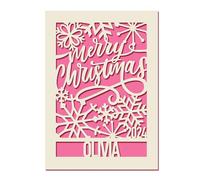 Personlised Christmas Cards Gift Ideas Greeting Cards Merry Christmas Card Making Supplies Laser Paper Cut Niece Christmas Card Granson Daughter Special Present for Husband Wife(Fuchsia)
