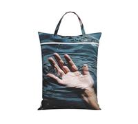 Person'S Hand In Water Travel Laundry Bag 58x46cm, Waterproof Dirty Clothes Organizer With Handle & Zipper, Portable Hanging Storage For Beach, Camping, School