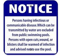 Persons with Infectious Disease Wound Cut Prohibited in Pool Metal Tin Sign 12x12 inches