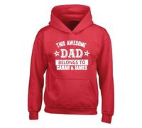 Personsalised This Awesome Dad Belongs To Your Name Hoodie - Custom Father's Day Present For Daddy Birthday Best Dad Ever Gift Unisex Hooded Top(XL, Red)