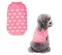 Persoshow Valentine's Day Sweater for Dog,Pink Soft Valentine's Day Dog Sweater Warm Cat Heart Love Pattern Knitted Sweater for Puppy Kitten Pets (Pink, XL)