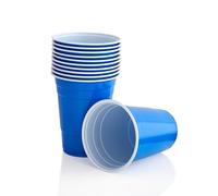 Persy Party Reusable Beer Pong Cups for Party (25 Pack) - Colourful Easy Grip 16oz Plastic Cups - BPA-Free & Shatterproof Plastic Drinking Cups for Beer, Cocktail, Soda & Cold Drinks - Blue