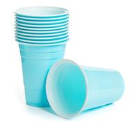 Persy Party Reusable Beer Pong Cups for Party (25 Pack) - Colourful Easy Grip 16oz Plastic Cups - BPA-Free & Shatterproof Plastic Drinking Cups for Beer, Cocktail, Soda & Cold Drinks - Baby Blue