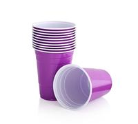 Persy Party Reusable Beer Pong Cups for Party (25 Pack) - Colourful Easy Grip 16oz Plastic Cups - BPA-Free & Shatterproof Plastic Drinking Cups for Beer, Cocktail, Soda & Cold Drinks - Purple