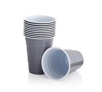 Persy Party Reusable Beer Pong Cups for Party (25 Pack) - Colourful Easy Grip 16oz Plastic Cups - BPA-Free & Shatterproof Plastic Drinking Cups for Beer, Cocktail, Soda & Cold Drinks - Grey