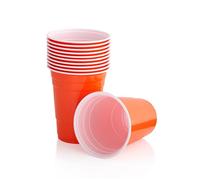Persy Party Reusable Beer Pong Cups for Party (25 Pack) - Colourful Easy Grip 16oz Plastic Cups - BPA-Free & Shatterproof Plastic Drinking Cups for Beer, Cocktail, Soda & Cold Drinks - Orange