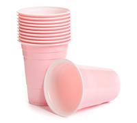 Persy Party Reusable Beer Pong Cups for Party (50 Pack) - Colourful Easy Grip 16oz Plastic Cups - BPA-Free & Shatterproof Plastic Drinking Cups for Beer, Cocktail, Soda & Cold Drinks - Baby Pink