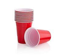 Persy Party Reusable Beer Pong Cups for Party (50 Pack) - Colourful Easy Grip 16oz Plastic Cups - BPA-Free & Shatterproof Plastic Drinking Cups for Beer, Cocktail, Soda & Cold Drinks - Red