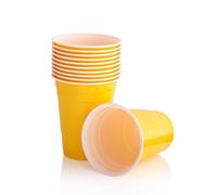 Persy Party Reusable Beer Pong Cups for Party (50 Pack) - Colourful Easy Grip 16oz Plastic Cups - BPA-Free & Shatterproof Plastic Drinking Cups for Beer, Cocktail, Soda & Cold Drinks - Yellow