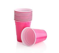 Persy Party Reusable Beer Pong Cups for Party (50 Pack) - Colourful Easy Grip 16oz Plastic Cups - BPA-Free & Shatterproof Plastic Drinking Cups for Beer, Cocktail, Soda & Cold Drinks - Pink