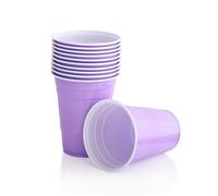 Persy Party Reusable Beer Pong Cups for Party (50 Pack) - Colourful Easy Grip 16oz Plastic Cups - BPA-Free & Shatterproof Plastic Drinking Cups for Beer, Cocktail, Soda & Cold Drinks - Light Purple