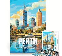 Perth Australia 1000 Piece Jigsaw Puzzles for Teenagers Mind Challenge Toy Quiet Hobby Precise Cut Seasonal Gift (38x52cm)