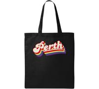 Perth Australia Colorful 3D Styled Logo Natural Ecological Cotton Tote Bag Black