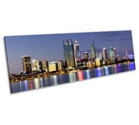 Perth Australia Skyline CANVAS WALL ART Panoramic Framed Print Picture - 36 inch x 12 inch (20mm deep frame)