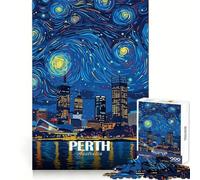 Perth Australia Starry Night Cityscape Adult Jigsaw Puzzle1000 Pieces Brain Teaser Mental Relax Pattern Assembly Santa Wish Item (50x75cm)