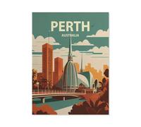 Perth Australia Vintage Travel Poster，Jigsaw Puzzles 1000 Pieces for Adults, Classic Puzzle Kids Puzzle Challenging and Difficult Puzzles for Adults and Teens（26x38cm）-AT33