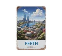 Perth Australia Vintage Travel Poster,Retro Metal Tin Sign/Plaque for Kitchen Lounge Garden Garage Pub Wall/Door(15x30cm）6x12 inch-C21
