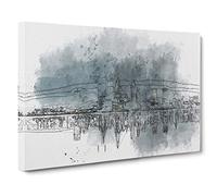 Perth City Skyline Australia at Night Canvas Print | Gallery Wrapped 30mm Frame Wall Art | 30x20 inches | Ready to Hang | Abstract Cityscape Picture | Living Room Bedroom Lounge Office