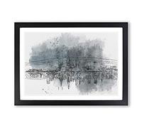 Perth City Skyline Australia at Night in Abstract Framed Print | A2 Black Framed Wall Art | Ready to Hang | Abstract Cityscape Picture | Living Room Bedroom Lounge Office