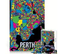 Perth Pop Art Colorful City Map Jigsaw Puzzles for Adults 1000 Piece Memory Boost Peaceful Hobby Festive Present size 38x26cm