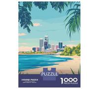 Perth Skyline Poster Jigsaw Puzzle 1000 Pieces, Romantic City Break Scene, 1000 Pieces for Adults, Travel Gift for Adults, Weekend Hobby, Gift Idea, 70x50cm/1000pcs