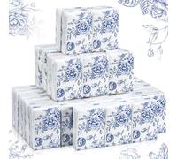 Perthlin 50 Bulk Wedding Favors Facial Tissues Facial Tissue Pack for Guests 3 Ply Blue Floral Tissue Pocket Size Wedding Favors Travel Size for Family Friends