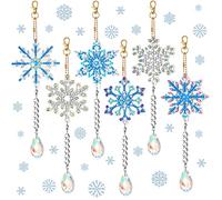 Perthlin 6 Pcs Christmas Snowflake Diamond Art Kits Double Sided Winter Diamond Wind Chimes Art for Window Christmas Tree Decoration Snowflake Suncatchers for DIY Crafts Wonderland Decoration