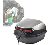 PERTID Large Capacity Motorcycle Top Cases, 35L Scooter Storage Tail Box ABS+PP Hard Shell Plastic Bag Universal With Lock For 2 Helmets Storage Trunk Rear Case For Motorbike Moped