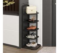 PERTID Vertical Shoe Rack for Small Space, 10-Tier Corner Metal Shoe Rack for Closet, Entryway, Hallway, Bedroom, No-Tool Assembly (Color : Svart, Size : 5-Tier)