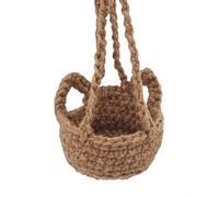 Pertlle Handwoven Hermit Crab Climbing Toy, Yellow Hanging Basket with Hideout, Vertical Enrichment Accessory for Tank Habitat (Hemp Rope)