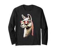 Peru Alpaca Portrait Sunglasses Peruvian Flag Peruvian Pride Long Sleeve T-Shirt