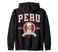 Peru Collegiate Varsity Crest Estd 1821 Republic of Peru Art Zip Hoodie