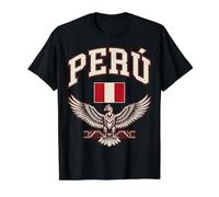 Peru Collegiate with Andean Condor and National Flag Value Graphic T-Shirt, Men, Black, L