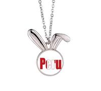 Peru Country Flag Name Art Deco Fashion Rabbit Necklace Pendant Bunny Animal Jewelry Gift