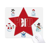 Peru Country Flag Name Christmas Snowman Family Star Mouse Pad