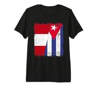 Peru Cuba Half Flag Peruvian Cuban Heritage Premium T-Shirt